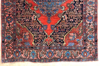 Bidjar-- approx 4.9 x 6.9-- Circa 100 years old. Classic open medallion on wool foundation. One of the finest and most beautiful examples ever. Terrific pristine  condition. Call me for in  ...