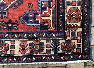 NW/Heriz-- approx 3.3 x 4.10-- Fine compact double weft. Excellent colors. Excellent condition. Call me for detailed in hand condition report. $20 shipping. Please check out recent pickings: http://www.montaine-antiques.com/oriental-rugs/    