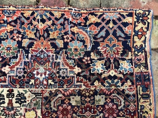 Persian Sampler-- approx 2.4 x 2.6-- Not sure here. Single weft. Kermanish? Senneh? Really old piece. Fine floppy weave. Call me for in hand condition report. $15 shipping. Please check out recent  ...