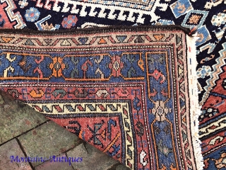 Hamadan-- 4.3 x 6.1 -- Tribal inspired. Abundant abrashes and 4 horses-- very cool. Call me for detailed in hand condition report. $25 shipping. Please check out recent pickings: http://www.montaine-antiques.com/oriental-rugs/   