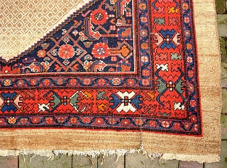 Camel Malayer-- 5.7 x 9.6 --  Antique West Persian village medallion rug with wool weft. Floppy. Open "diapered" field with natural camel colored wool and abundant abrashes. Old rug! As found  ...