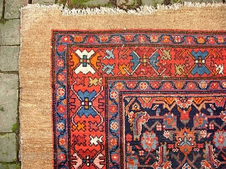 Camel Malayer-- 5.7 x 9.6 --  Antique West Persian village medallion rug with wool weft. Floppy. Open "diapered" field with natural camel colored wool and abundant abrashes. Old rug! As found  ...
