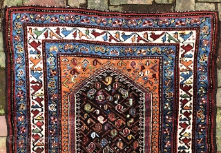 NW/Kurd-- 3.5 x 6.7--  Brown weft. Someone  loved this rug and spent at least $1000 reweaving the guards on both ends. Exceptional work. Slightly lowish in the center but overall  ...