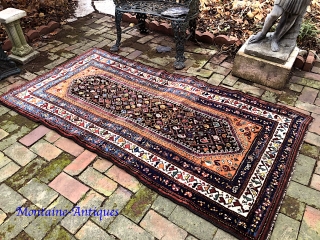 NW/Kurd-- 3.5 x 6.7--  Brown weft. Someone  loved this rug and spent at least $1000 reweaving the guards on both ends. Exceptional work. Slightly lowish in the center but overall  ...
