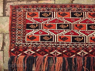 Turkoman-- 12 x 33" --  Finely knotted and excellent condition. (rigged to wall hang).
 Call me for detailed in hand condition report. $15 shipping. Please check out recent pickings: http://www.montaine-antiques.com/oriental-rugs/  