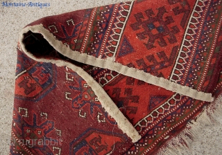 Beshir Torba 38 inches by 22 inches. At first glance this looks like a corner fragment of a carpet size rug. But it is actually a large Beshir bag face. Confusing because  ...