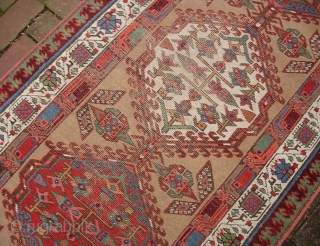 Serab 3 ft 4 x 7 ft 6 inches. Early rug with great natural dyes. Visible foundation through the center is primarily brown oxidation $25 ups to Lower 48    