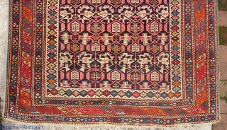 Kuba  4 ft x 7 ft 8 inches.  Antique thing in as-found condition with some fraying of the ends and sides. Interior is in very good and even condition with  ...