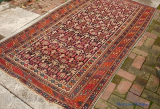 Kuba  4 ft x 7 ft 8 inches.  Antique thing in as-found condition with some fraying of the ends and sides. Interior is in very good and even condition with  ...