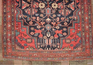 Malayer-- 3 ft 6 inches x 9 ft  2 inches. Circa 1915 (give or take), with all natural dyes. Elegant open field design, well drafted geometric floral. Just an honest, decorative  ...