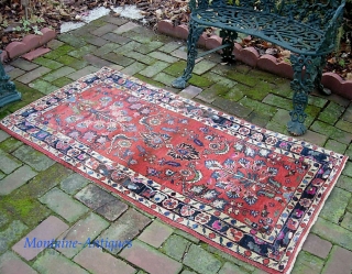 sarouk -- 2 ft 8 in by 5 ft. Exceptional thick one that somehow escaped the bleach and paint. Lovely natural red with interesting abrashes. Near mint condition. $25 for UPS to  ...