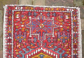 Karaja Pushti-- 2 ft x 2 ft 10 in. Just a cute little old piece with vibrant colors. A bit of wear. $15 UPS to lower 48.      