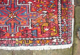 Karaja Pushti-- 2 ft x 2 ft 10 in. Just a cute little old piece with vibrant colors. A bit of wear. $15 UPS to lower 48.      