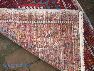 Karaja Pushti-- 2 ft x 2 ft 10 in. Just a cute little old piece with vibrant colors. A bit of wear. $15 UPS to lower 48.      