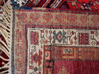 serab-- 3 ft 9 in x 9 ft 8 inches. Incredibly good quality Serab on wool foundation. Compactly knotted; thick; very heavy. Unusually bright colors for a Serab. No apologies for condition.  ...