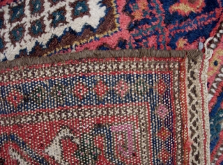 Kurd 4 ft 6 inches x 8 ft 10 inches. Useful size. Very lively and decorative with diapered white field. Somewhat coarsely woven w/ heavy thick pile; charming and vernacular. Excellent condition  ...