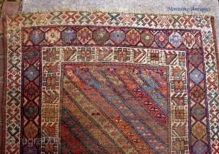 Kurdish 4 ft 1 inches by 8 ft. Bags are common but it is very unusual to find a large rug from this tribal group. Cool design and wonderful natural colors. Great  ...