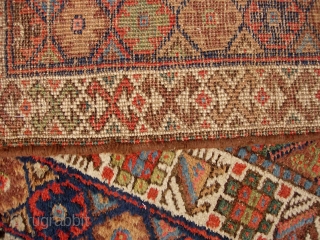 Kurdish 4 ft 1 inches by 8 ft. Bags are common but it is very unusual to find a large rug from this tribal group. Cool design and wonderful natural colors. Great  ...