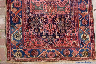  Bidjar 4 ft 6 inches by 6 ft 10 inches. Old one on wool foundation. Unusual design and great border.  Beautiful estate rug in really super condition
    