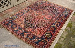  Bidjar 4 ft 6 inches by 6 ft 10 inches. Old one on wool foundation. Unusual design and great border.  Beautiful estate rug in really super condition
    