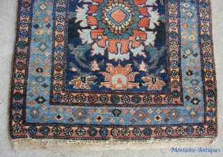 Kurdish Hamadan w/ Harshang design 3 ft 2 by 5 ft 7. Beautiful colors and original braided ends. Some pile wear toward the center but no foundation exposed. A very decorative thing. 