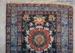 Kurdish Hamadan w/ Harshang design 3 ft 2 by 5 ft 7. Beautiful colors and original braided ends. Some pile wear toward the center but no foundation exposed. A very decorative thing. 