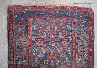 Kurd Hamadan runner 2 ft 10 by 9 ft 2 inches. Lots of soft blues and a hundred interesting abrashes. A little bit of pile wear here and there but no foundation  ...