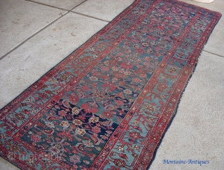 Kurd Hamadan runner 2 ft 10 by 9 ft 2 inches. Lots of soft blues and a hundred interesting abrashes. A little bit of pile wear here and there but no foundation  ...