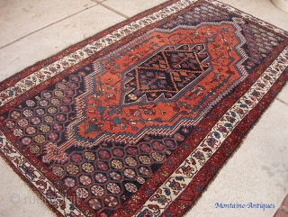 Hamadan 4 ft 4 by 7 ft 5 inches. Kurdish influence as the wefts are wool. Decorative and a great useful size!           