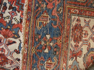  Hamadan-- 4 ft 4 by 6 ft 6 inches. Classic pole medallion; turtle border; Great crisp natural colors. Low but very even with no foundation exposed anywhere.     