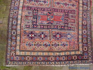 Quchan Kurd, 4 ft 6 by 8 ft 7. Classic Howzi/watertank design. As found and unmolested condition. Some pile wear in one area but mostly ok. The pictures tell the story.  