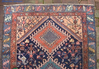 Bahktiari. 3 ft 6 inches x 4 ft 11 inches. Useful hard to find  size. Good colors; good pile; good condition. $20 us shipping.
        