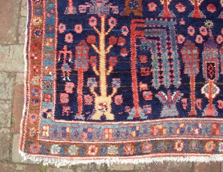 Tribal Village. 4 ft 5 inches x 6 ft. Cool turn  of the century with classic old Bakshaish design. Pretty rare thing! Real good condition w/ full pile. Innocuous rip repair  ...