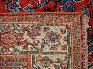 Bidjar-- 4 ft 3 inches x 7 ft  8 inches. Old wool foundation rug with bright, clear colors. Very decorative rug. A bit of attrition at the end weaves but the  ...