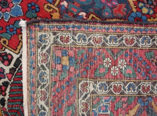 Bahktiari-- 5 ft 0 inches x 6 ft  5 inches. A squarish rug several notches better than your average garden variety garden Bahktiari. Extra pretty colors and no apologies for condition.  ...