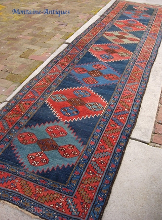 Bakshaish 3 ft 3 by 14 ft 4 inches. Found here in the US.  A legit 19th cent ethnographic piece in pretty amazing pristine condition. Fine weave-- all wool foundation with  ...