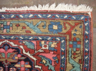 Heriz-- 2 ft 8 inches x 4 ft 8 inches. Rare small size and unusual design and very nice colors. Weave is good and fairly compact. Condition is pretty good tho not  ...