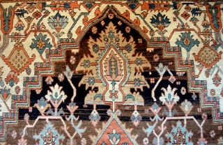 Heriz/Serapi. 7 ft 11 in by 11 ft 5 inches. circa 1910.  Very artistic rug. Definitely something for those who love interesting and abundant abrashes. Sensational tight  weave on this  ...