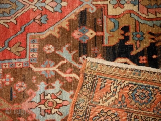 Heriz/Serapi. 7 ft 11 in by 11 ft 5 inches. circa 1910.  Very artistic rug. Definitely something for those who love interesting and abundant abrashes. Sensational tight  weave on this  ...