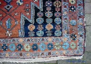Mazlaghan. 4 ft 6 inches by 12 ft 6 inches. Ever see a Mazlaghan in a gallery size?  Handsome rug and a great size. Fairly thick pile all the way through.  ...