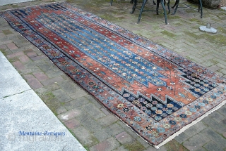 Mazlaghan. 4 ft 6 inches by 12 ft 6 inches. Ever see a Mazlaghan in a gallery size?  Handsome rug and a great size. Fairly thick pile all the way through.  ...