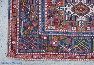 Karaja. 3 ft 7 inches by 4 ft 6 inches. Another decorative March madness special with colors. Light glue on the ends but the rug has been properly stabilized with needle and  ...