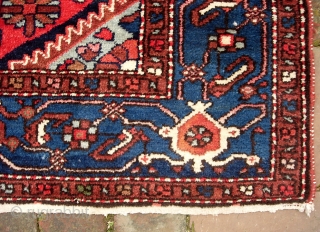 Hamadan-- 4 ft 10 inches x 6 ft  6 inches. Really good one. Maybe an older Zagheh(?). Its like Cherry Vess (remember that stuff?). Intense as this red is I think  ...