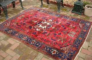 Hamadan-- 4 ft 10 inches x 6 ft  6 inches. Really good one. Maybe an older Zagheh(?). Its like Cherry Vess (remember that stuff?). Intense as this red is I think  ...