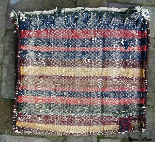 Bahktiari chanta-- 16 x 16 inches. We acquired a pile of small tribal rugs. All as-found. I will post 6 per day until they are gone.

I dont think I've ever seen a  ...