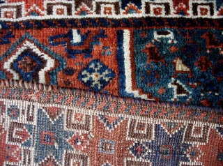 Large Qashqai or Khamsa bag, 2.5 x 2.9,  Circa 1900.   Vibrant color  with nice  pile. $15 to ship anywhere in the US.      