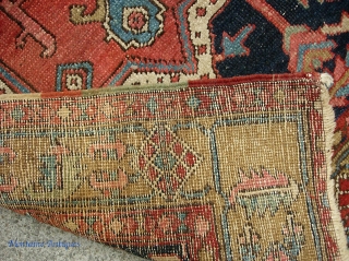 19th Century Heriz region. check out the weave... Maybe a small Serapi or Bakshaish? 2 ft 11 x 4 ft 4 inches. The photos show the condition issues. Maybe full restoration is  ...