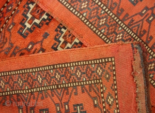 Turkoman Bag face. 3 ft 9 inches by 2 ft 5 inches.
 Yomud?  19th century? Sorry but you can fit what I know about Turkoman stuff in the arse of a  ...