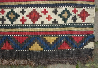 Shirvan/Kuba?  5 ft 1 x 10 ft 1 in. Incredibly finely woven huge antique kelim. Look very carefully as it has several moth holes mainly through the center. The fellow from  ...