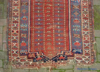 Antique Kurd 3 ft 10 x 7 ft. Real old and real colorful. Definitely a project. $20 to ship in the usa           